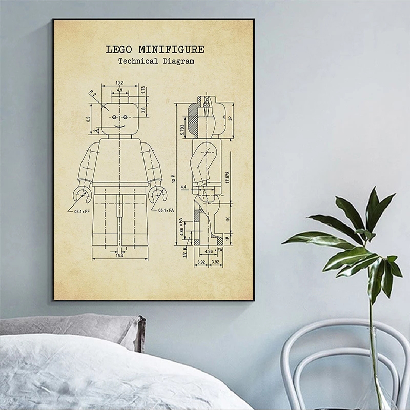 Legos Man Patent Vintage Poste - Interior Design Studio 评论和价格