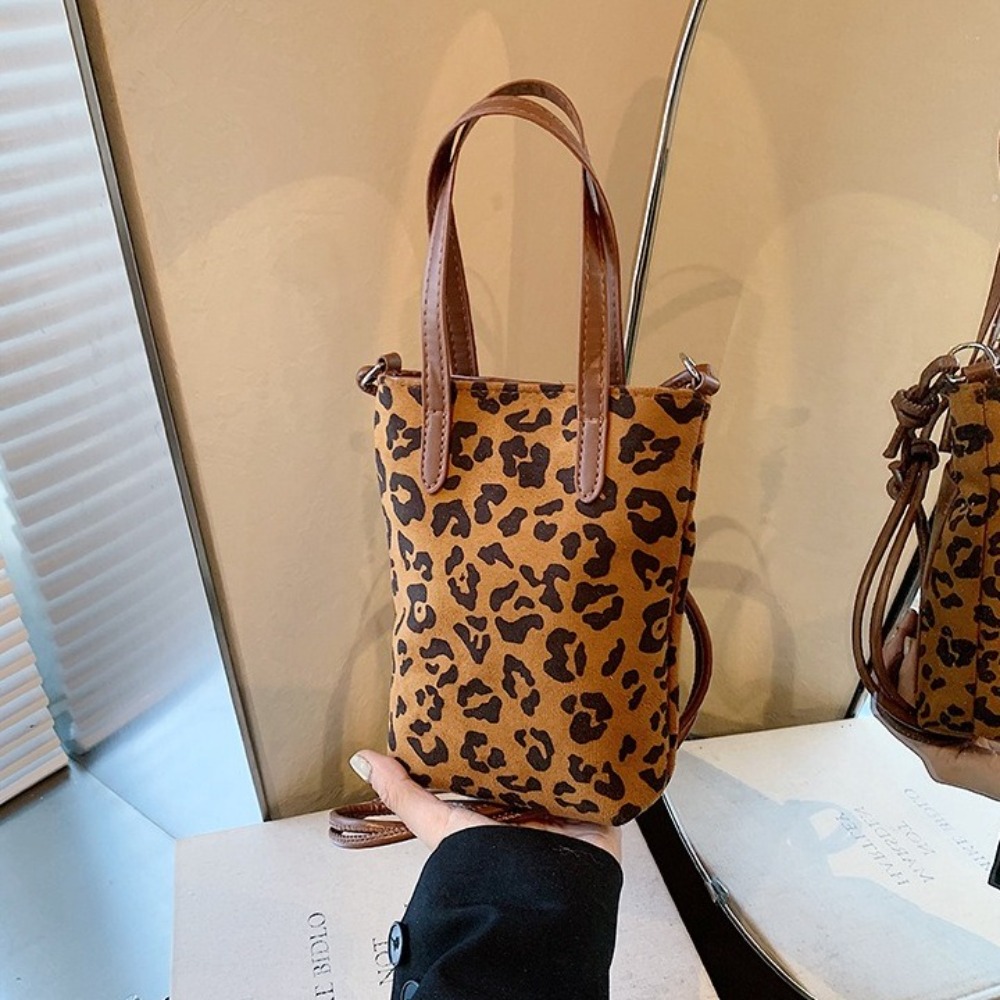 Retro PU Leopard Print Shoulde - Interior Design Korean Style 评论和价格
