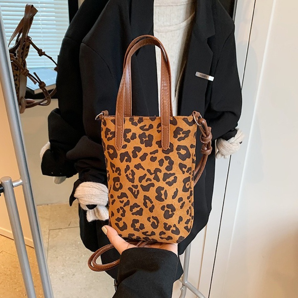 Retro PU Leopard Print Shoulde - Interior Design Korean Style 评论和价格