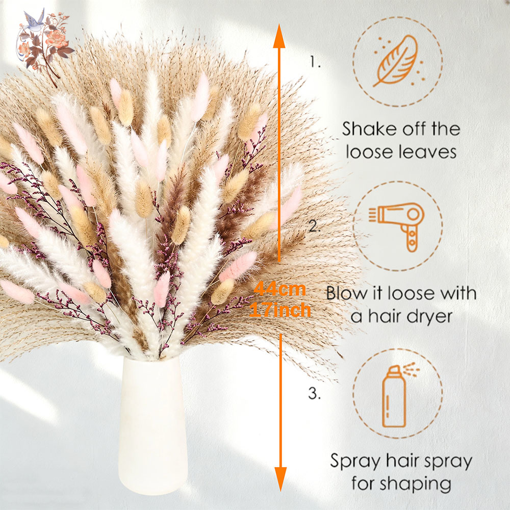Fluffy Pampas Rabbit Tails Gra - Dried Pampas Bundle 评论和价格