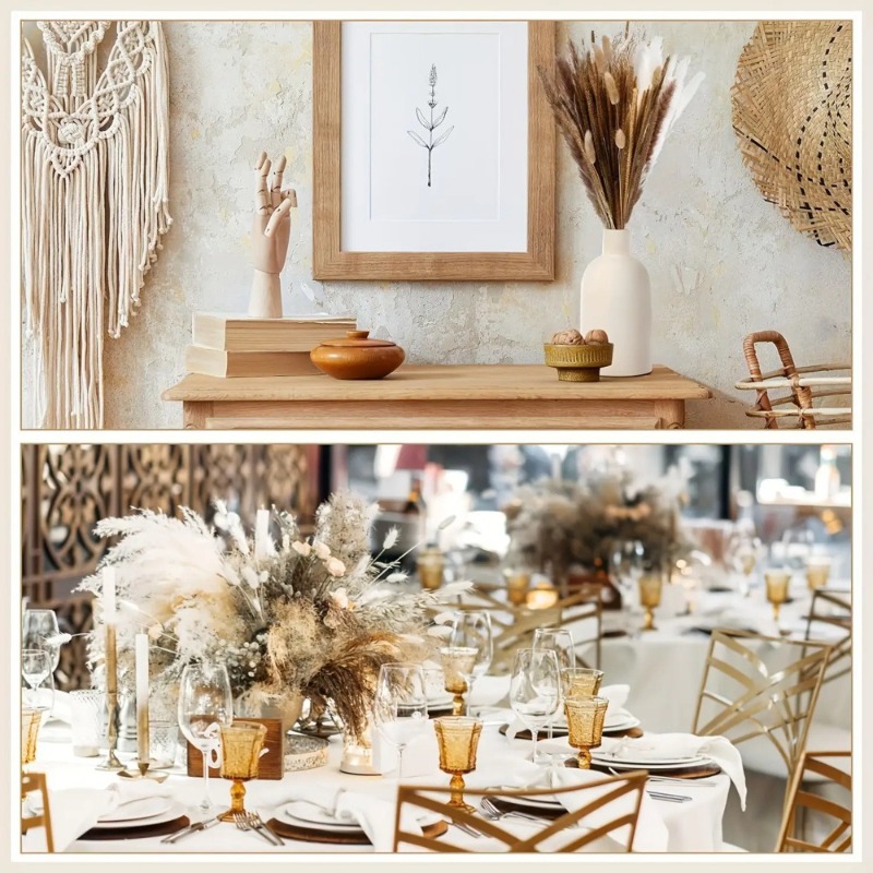 110Pcs Boho Neutral‑tone Mixed - Dried Pampas Bundle 评论和价格