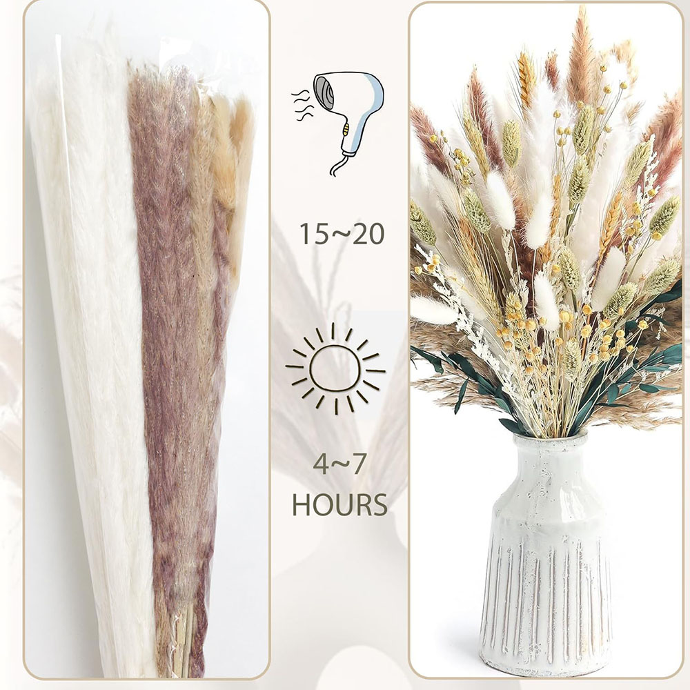 100pcs Dried Pampas Grass Bouq - Dried Pampas Bundle 评论和价格