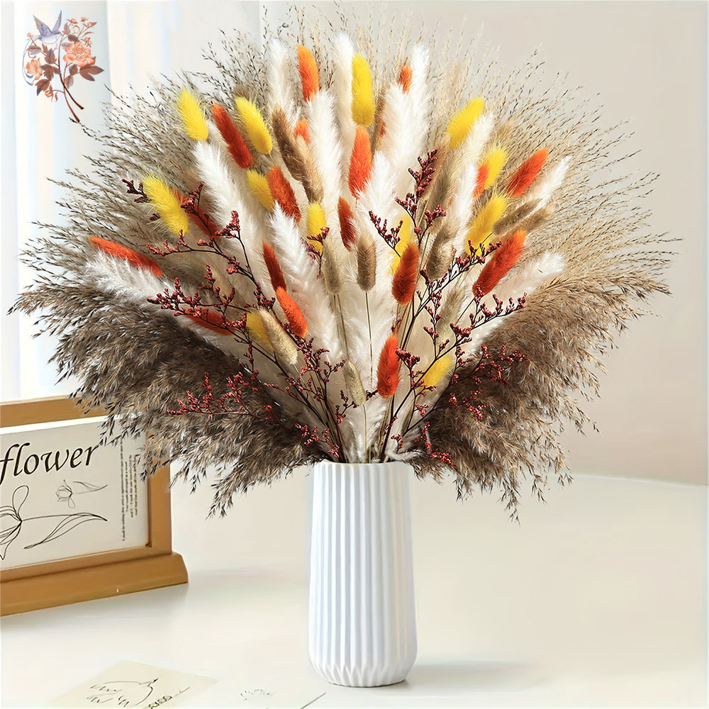 85 Pieces Natural Fluffy Autum - Dried Pampas Bundle 评论和价格