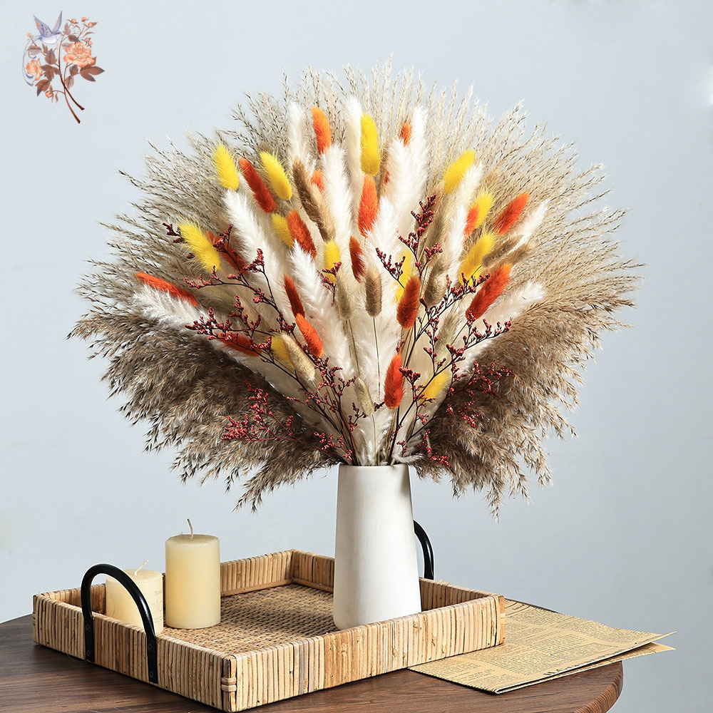 85 Pieces Natural Fluffy Autum - Dried Pampas Bundle 评论和价格
