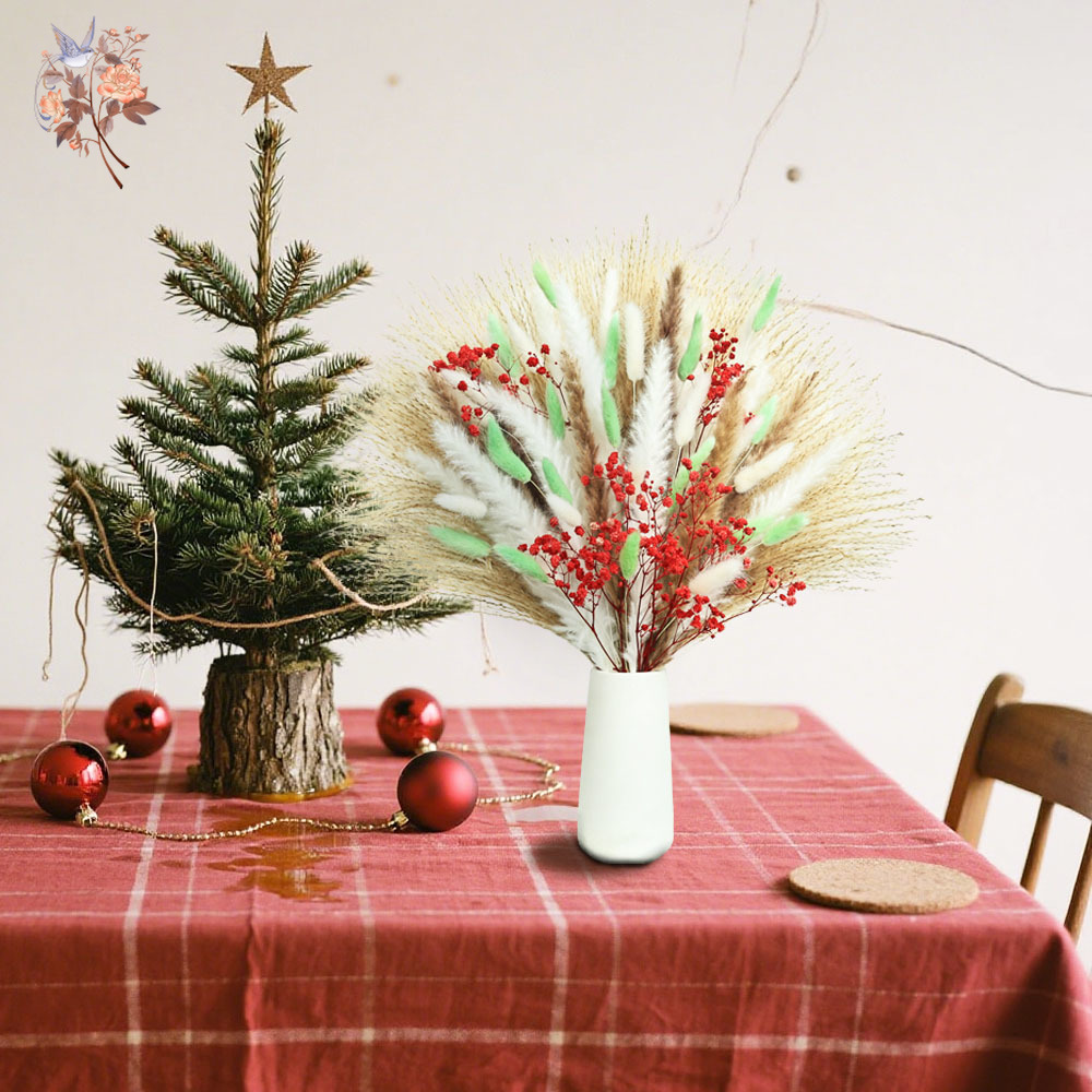 70 Stems Fluffy Green Red Pamp - Dried Pampas Bundle 评论和价格